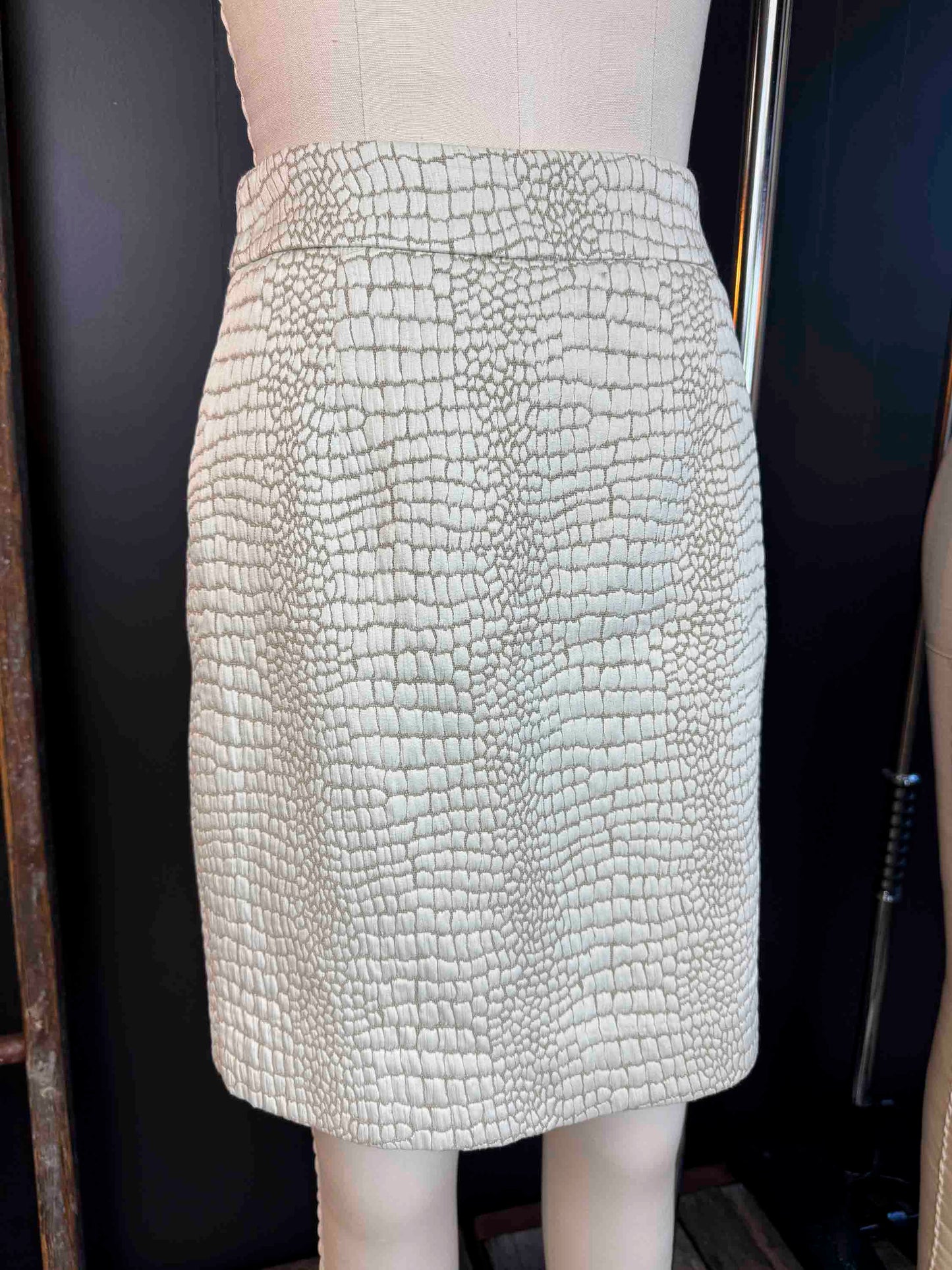 Vintage Calvin Klein Cream Snake Skin Print Mini Skirt