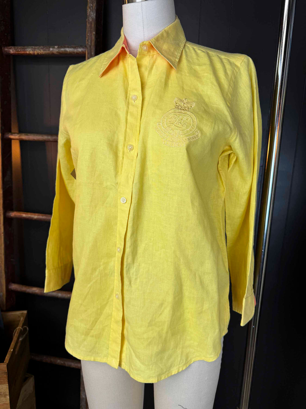 Pre-loved Lauren Ralph Lauren Yellow Linen Button Down Shirt - Size XS