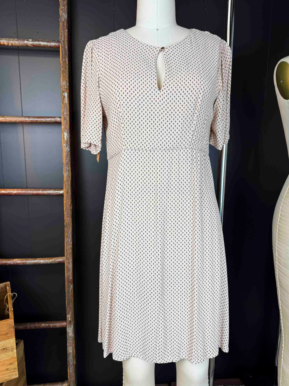 Pre-loved Mini Leaf Beige/Pink Dress - Size M