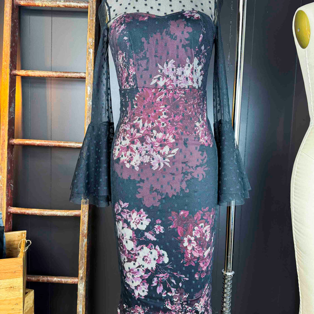 
                      
                        Pre-loved Black Mesh And Floral Dress - Size XS
                      
                    