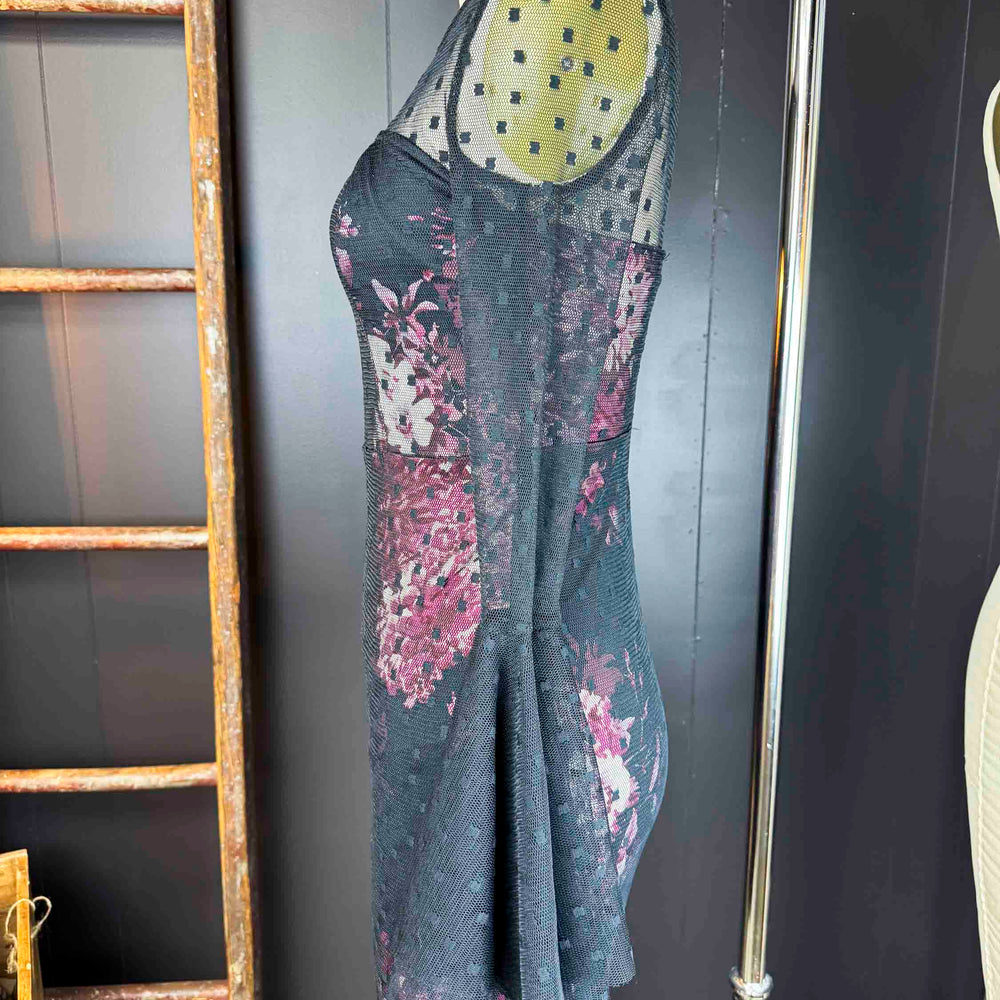 
                      
                        Pre-loved Black Mesh And Floral Dress - Size XS
                      
                    