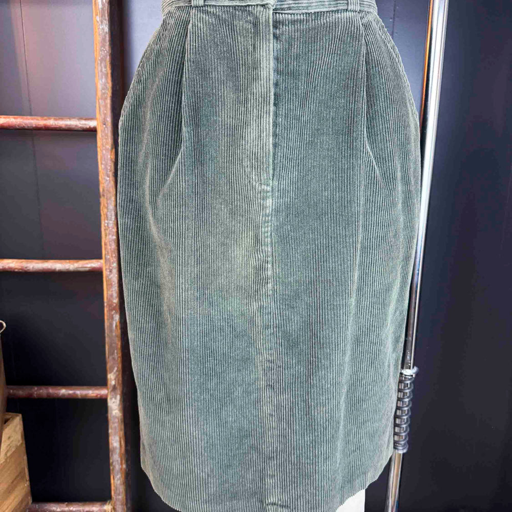 Vintage St. Michael Olive Corduroy Skirt - Size XS/S