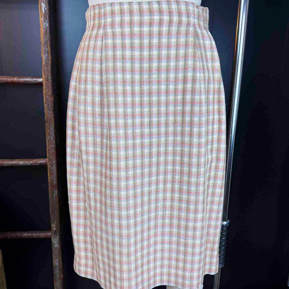 Vintage Casual Corner Pastel Plaid Skirt - Size S