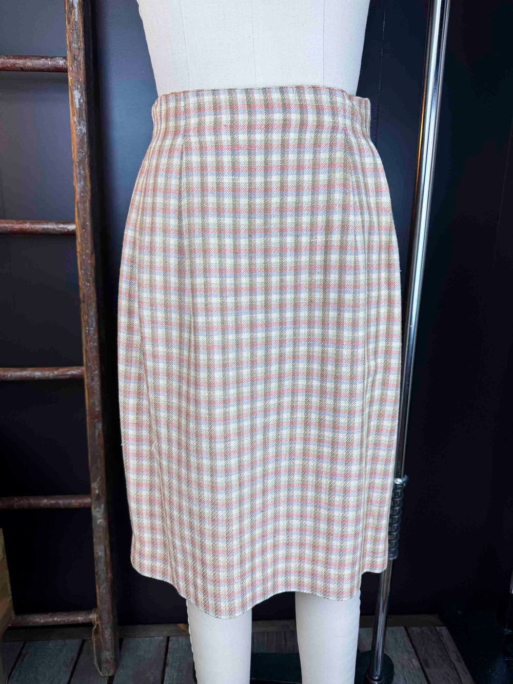 Vintage Casual Corner Pastel Plaid Skirt - Size S