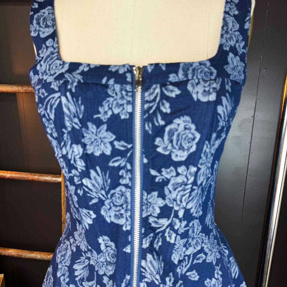 
                      
                        New Floral Jacquard Denim Zip-Up Corset Mini Dress
                      
                    