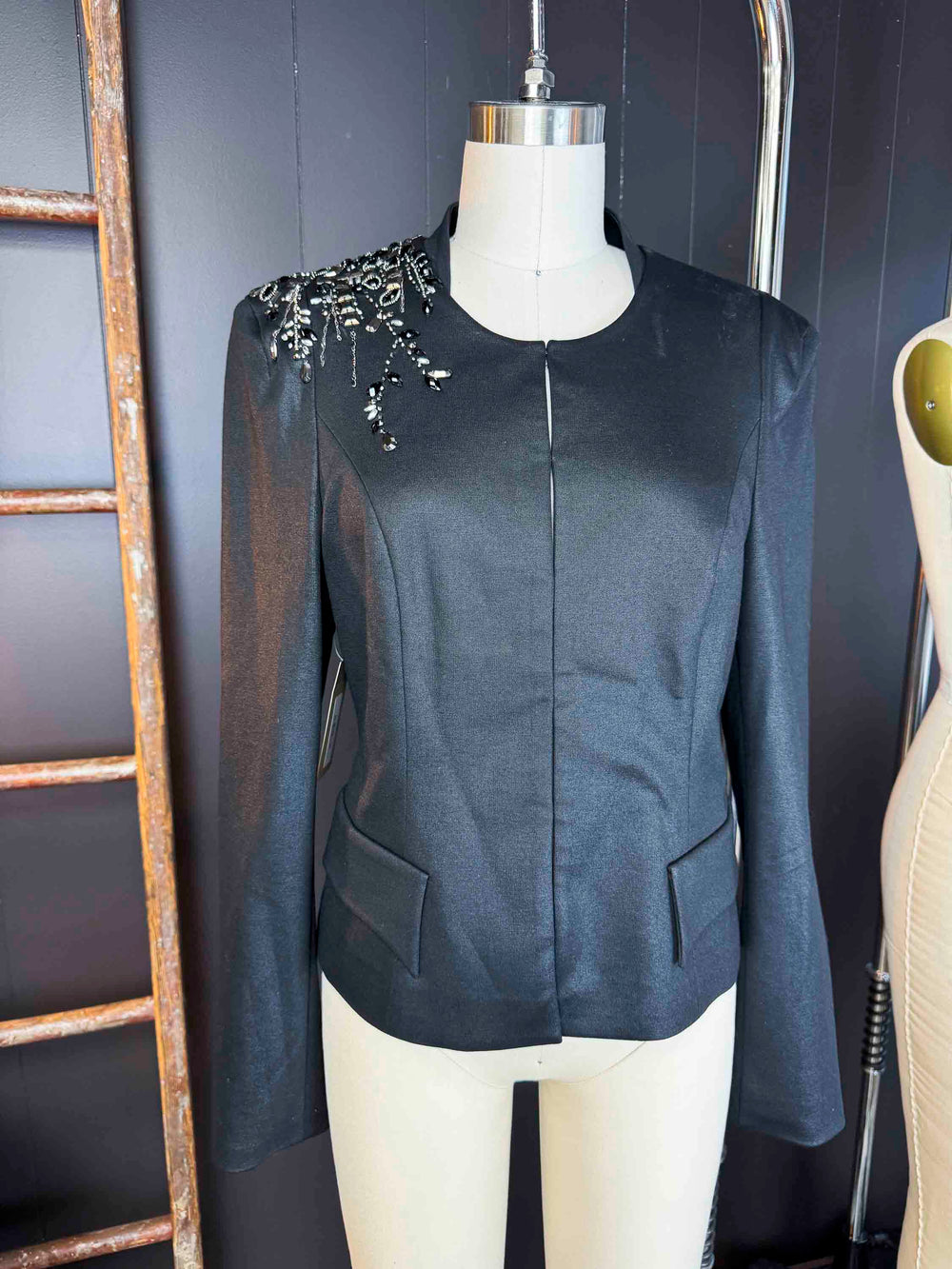 Pre-loved Black Embellished Emely Essence Blazer - Size M