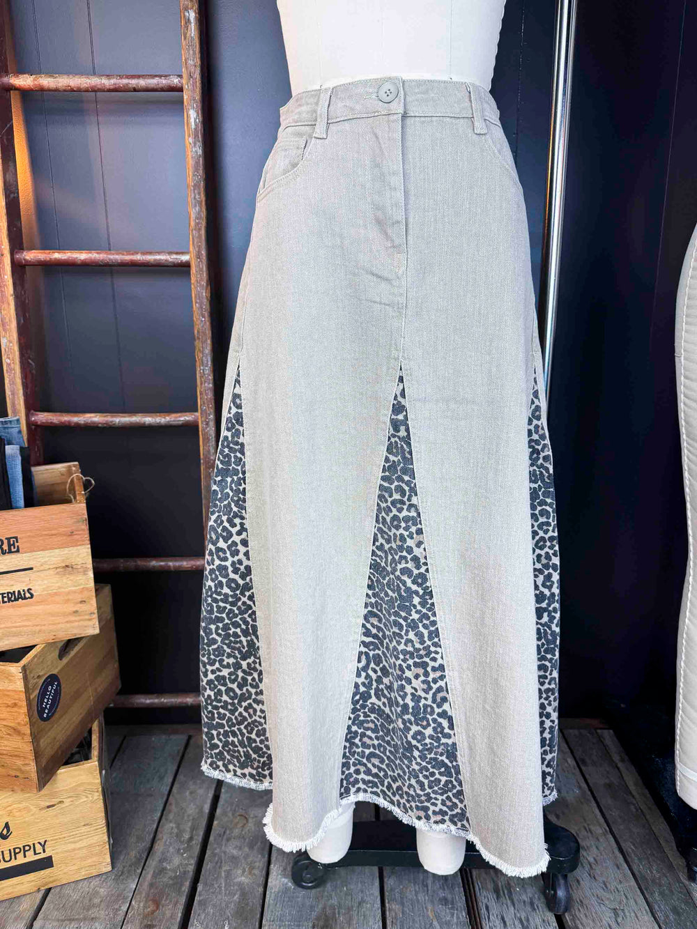 New Amber Leopard Peek-a-Boo Skirt