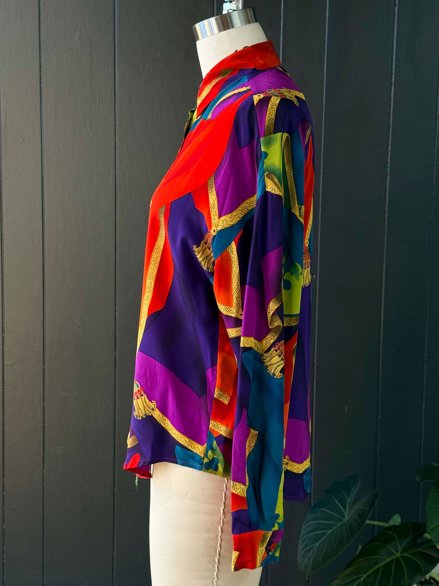 Vintage Ellen Tracy Multicolor Long Sleeve Button Down Shirt - L