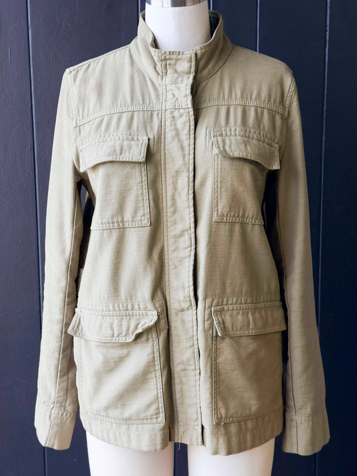 Pre-Loved J.Crew Sage Green Utility Flap Pocket Jacket - Size XS