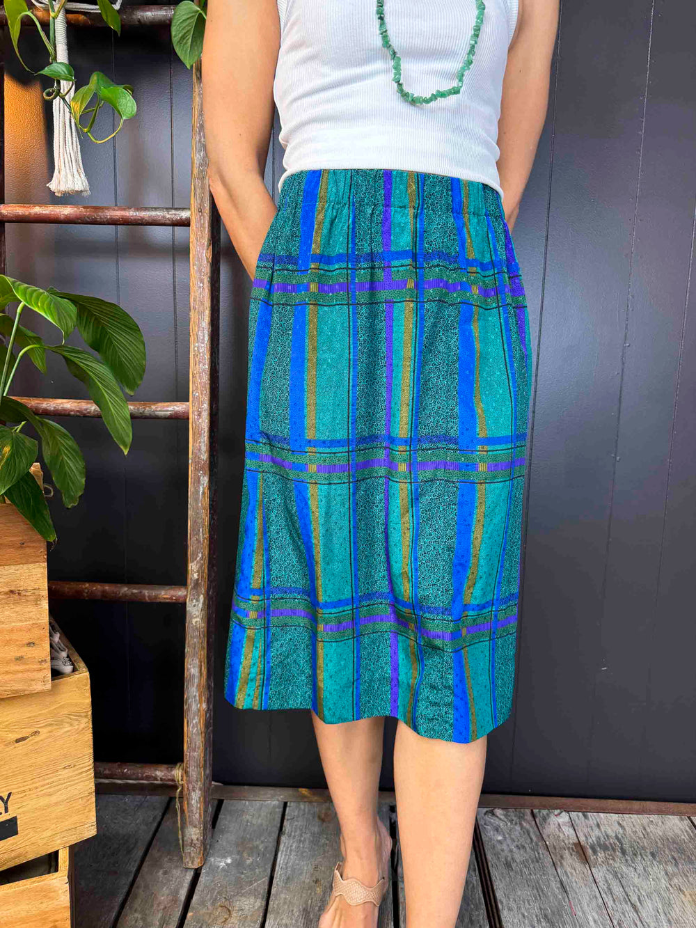 Vintage Handmade Plaid Skirt - Size S