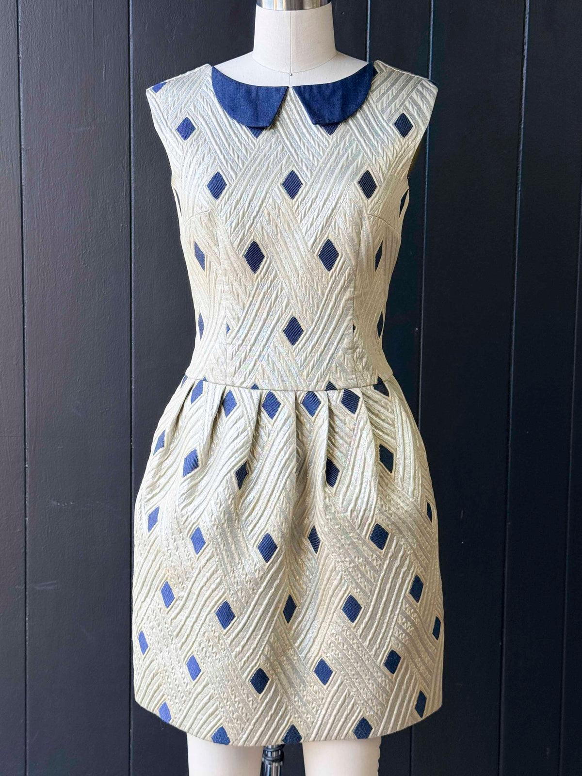 Pre-Loved Lauren Moffatt Metallic Denim Collar Mini Dress - Size S