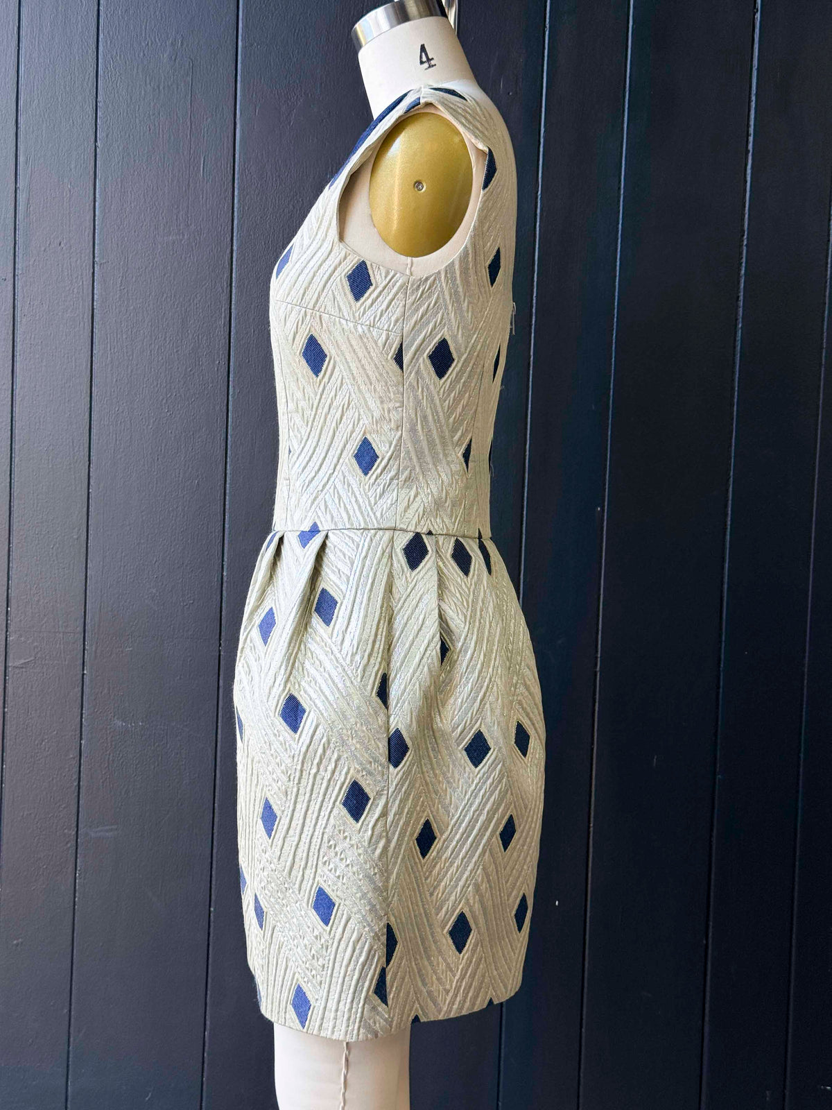 Pre-Loved Lauren Moffatt Metallic Denim Collar Mini Dress - Size S