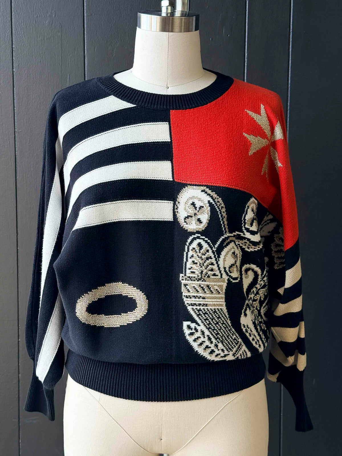 Vintage Laurèl Color Block 80’s Sweater - Size M