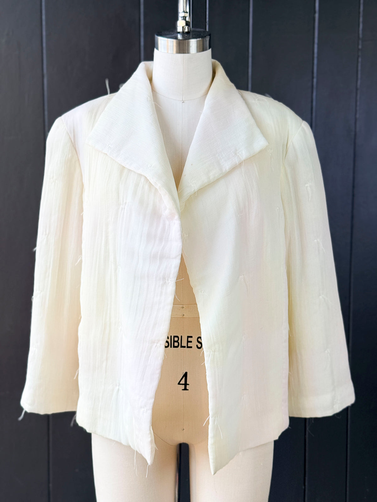 Vintage Chanel Silk Cream Jacket with Pink Ombre Hue - Size L