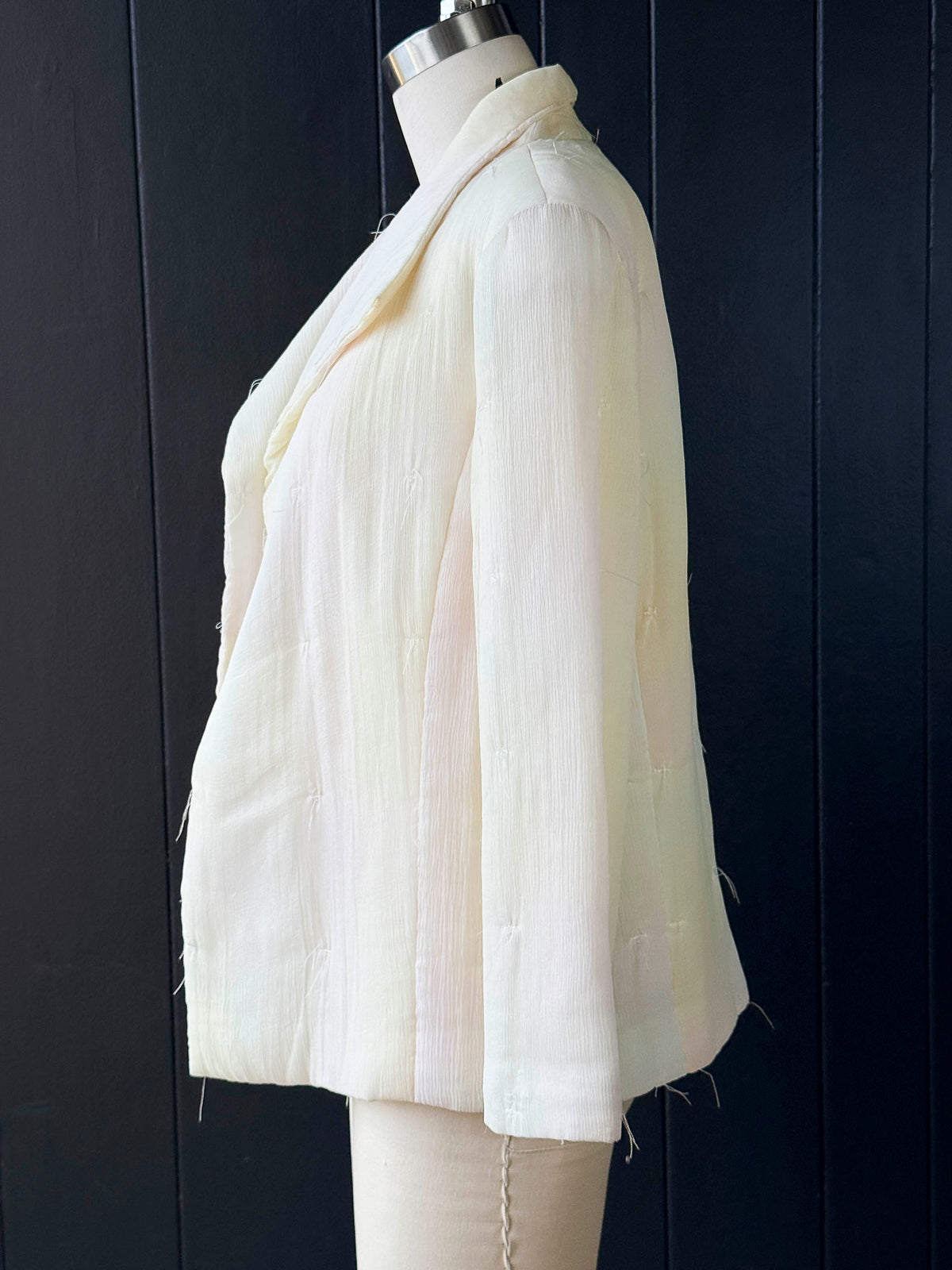 Vintage Chanel Silk Cream Jacket with Pink Ombre Hue - Size L