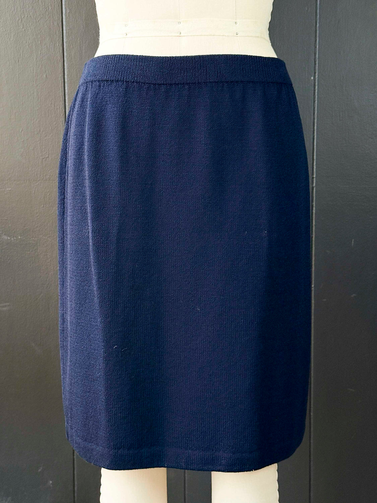 Vintage St. John Navy Blue Knit Midi Skirt - Size S