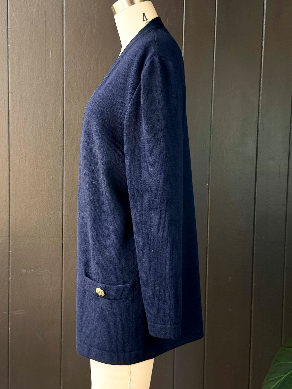 Vintage St. John Navy Blue Long Sleeve Cardigan Sweater - Size S