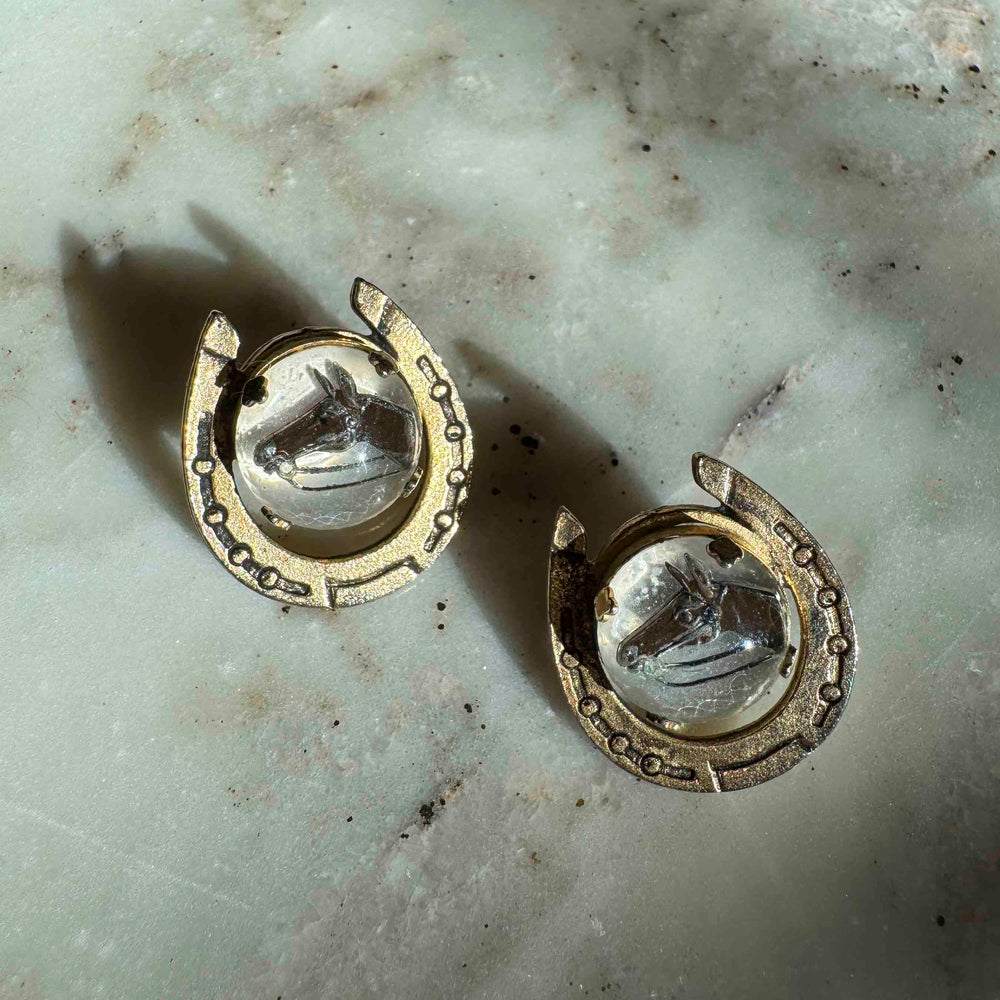 Vintage Horse Shoe Earrings - Studs