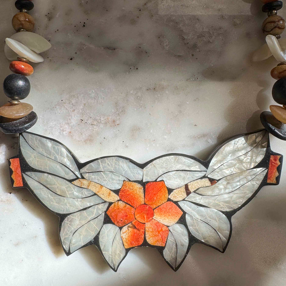 
                      
                        Vintage Mother of Pearl & Stone Necklace
                      
                    
