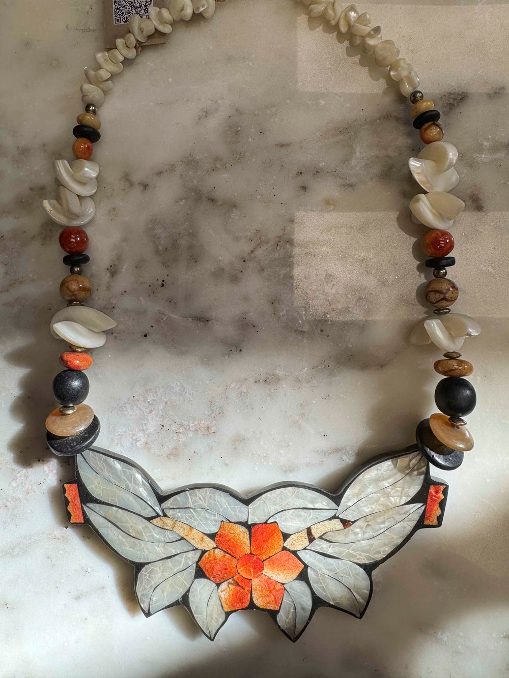 Vintage Mother of Pearl & Stone Necklace