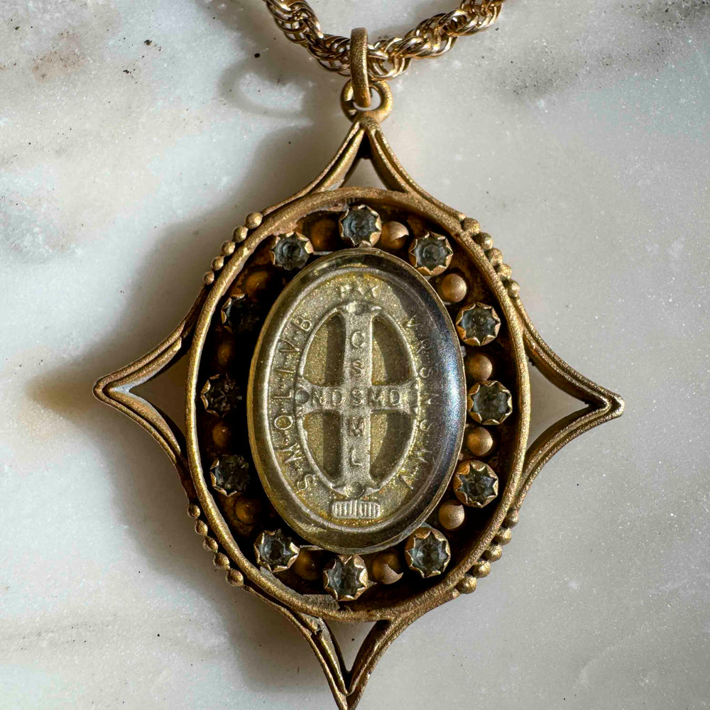 
                      
                        Vintage Gothic Medallion Necklace - Saint Benedict Medal
                      
                    
