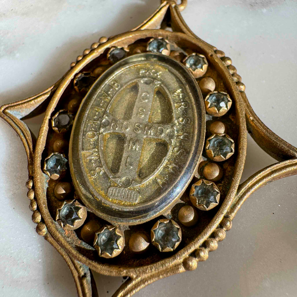 
                      
                        Vintage Gothic Medallion Necklace - Saint Benedict Medal
                      
                    
