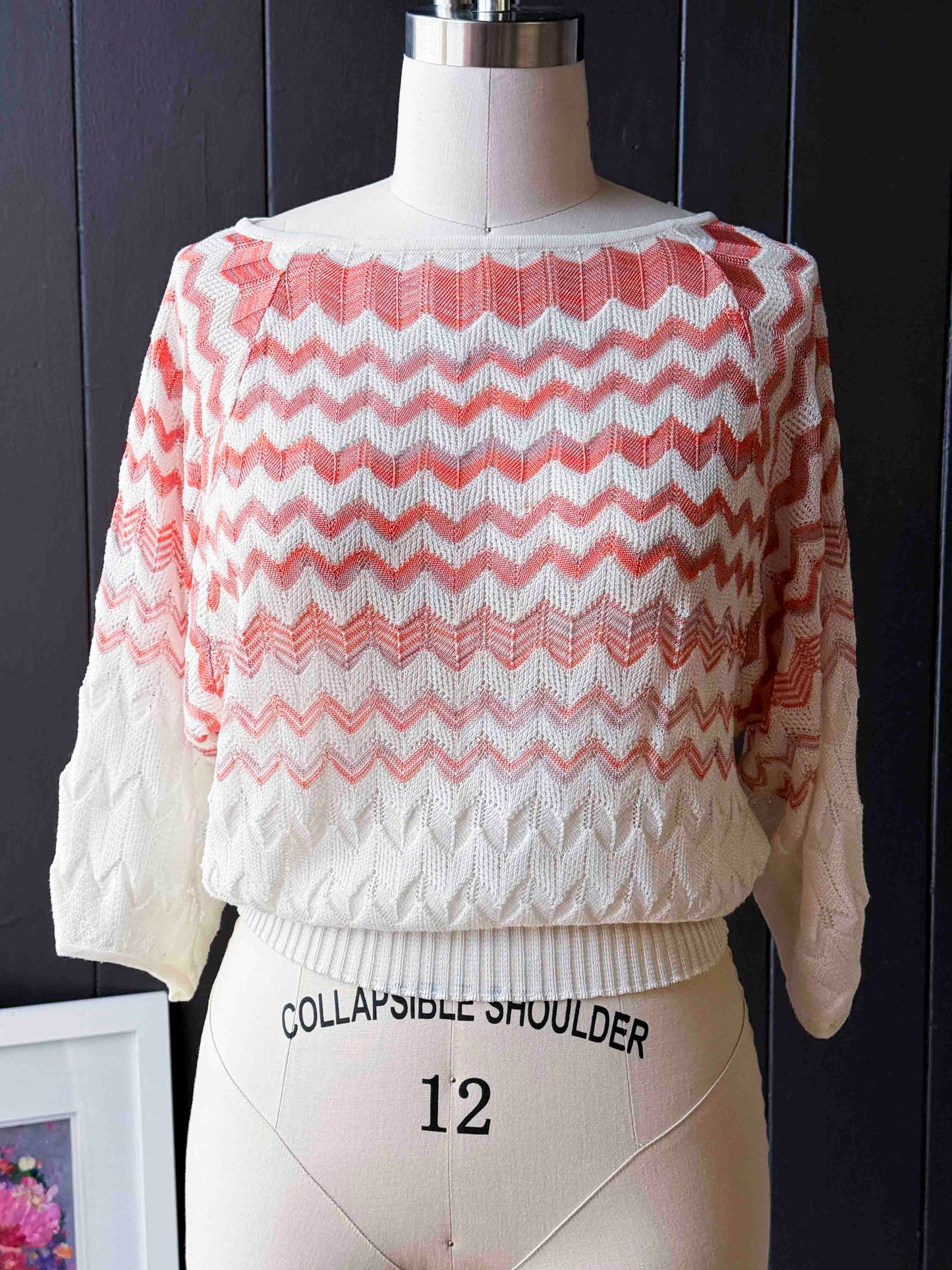Pre-loved M Missoni Orange & Cream Zigzag Chevron Knit Top - Size S