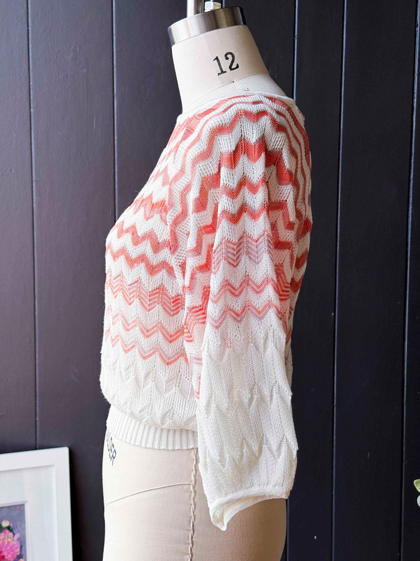 Pre-loved M Missoni Orange & Cream Zigzag Chevron Knit Top - Size S