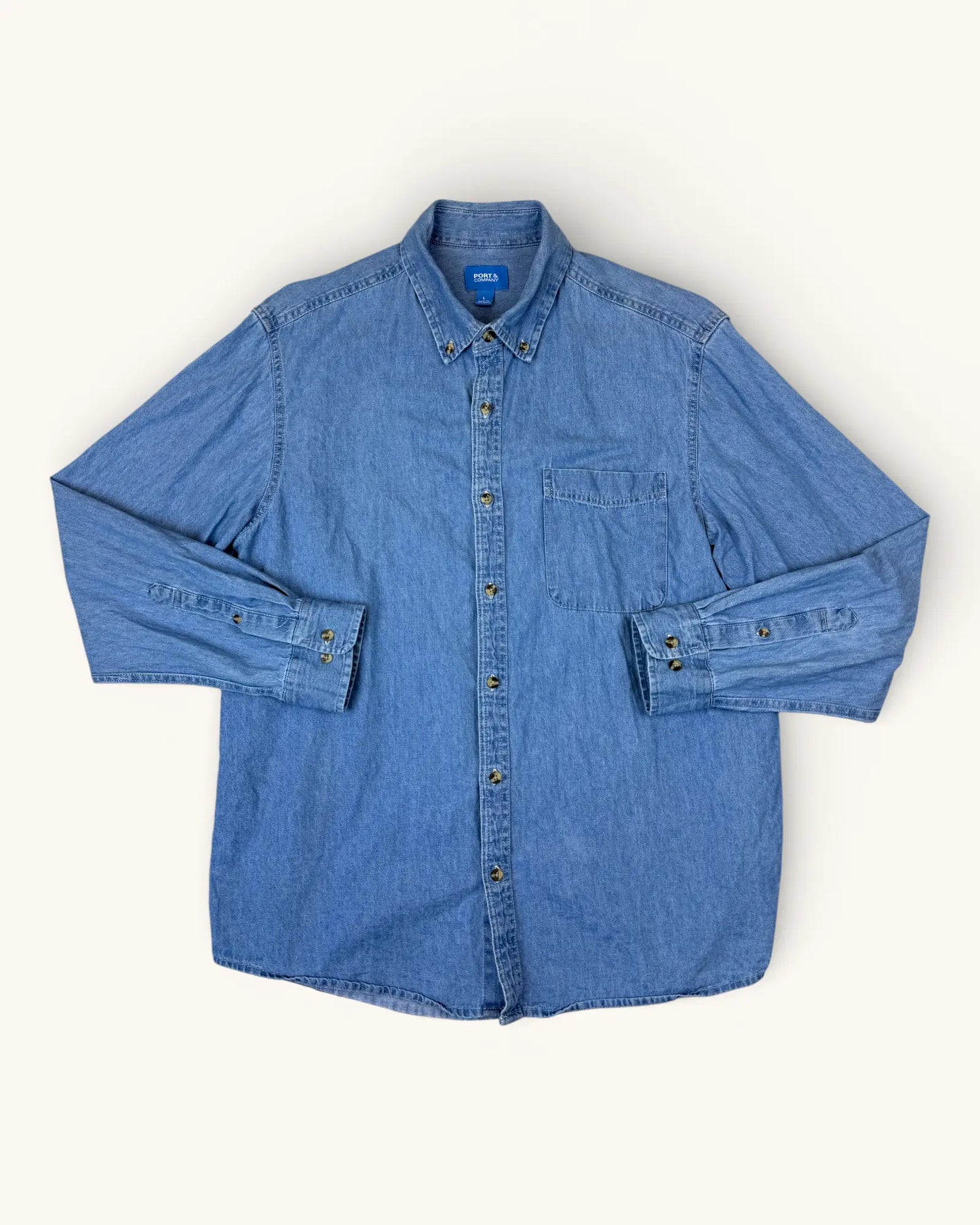 Pre-loved Port & Co Denim Button Up - Size L