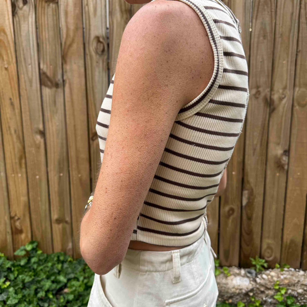 
                      
                        New Striped Knitted Sleeveless Top
                      
                    