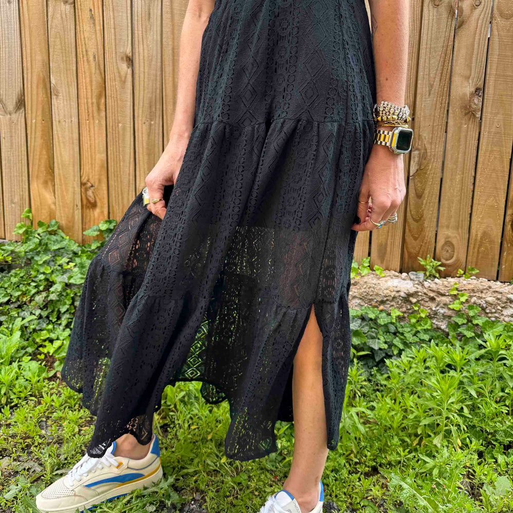 
                      
                        New Crochet Lace Tiered Skirt - Black
                      
                    