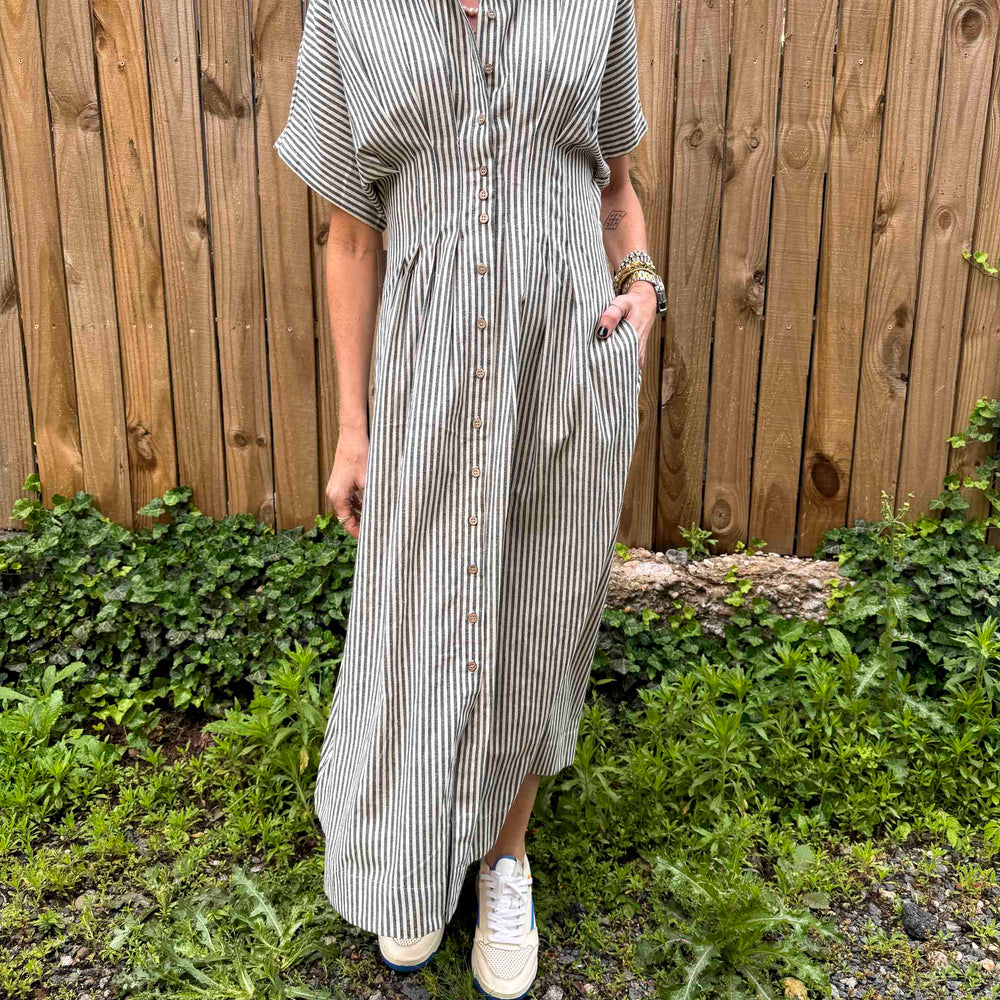 
                      
                        New Striped Button-down Shirt Dress
                      
                    