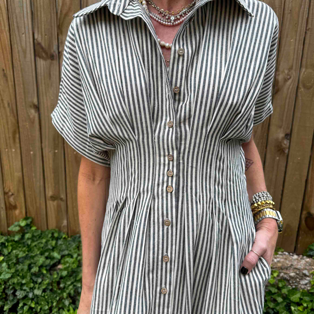 
                      
                        New Striped Button-down Shirt Dress
                      
                    