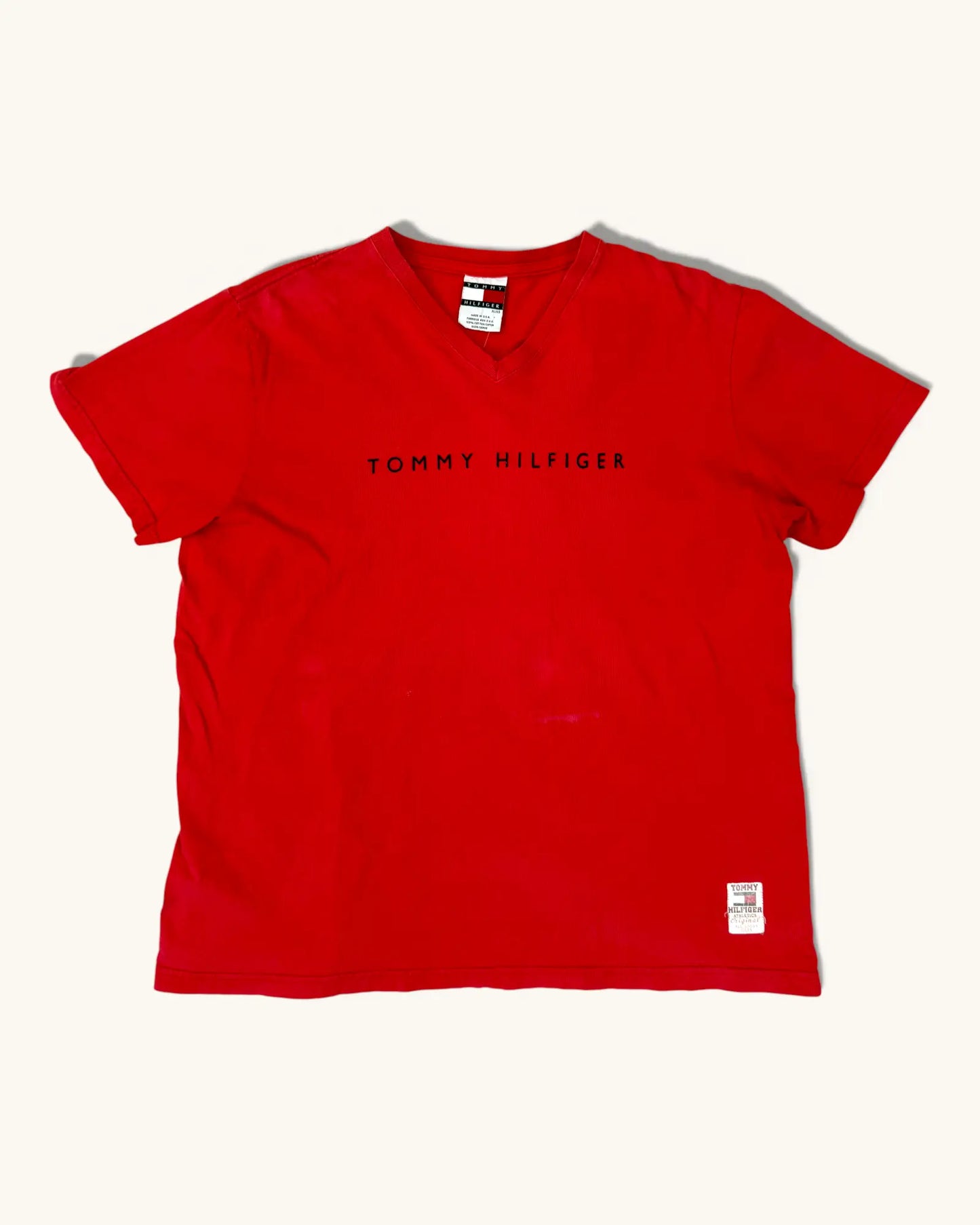 Pre-loved Cotton Tommy Hilifiger V-neck Tee - Size XL