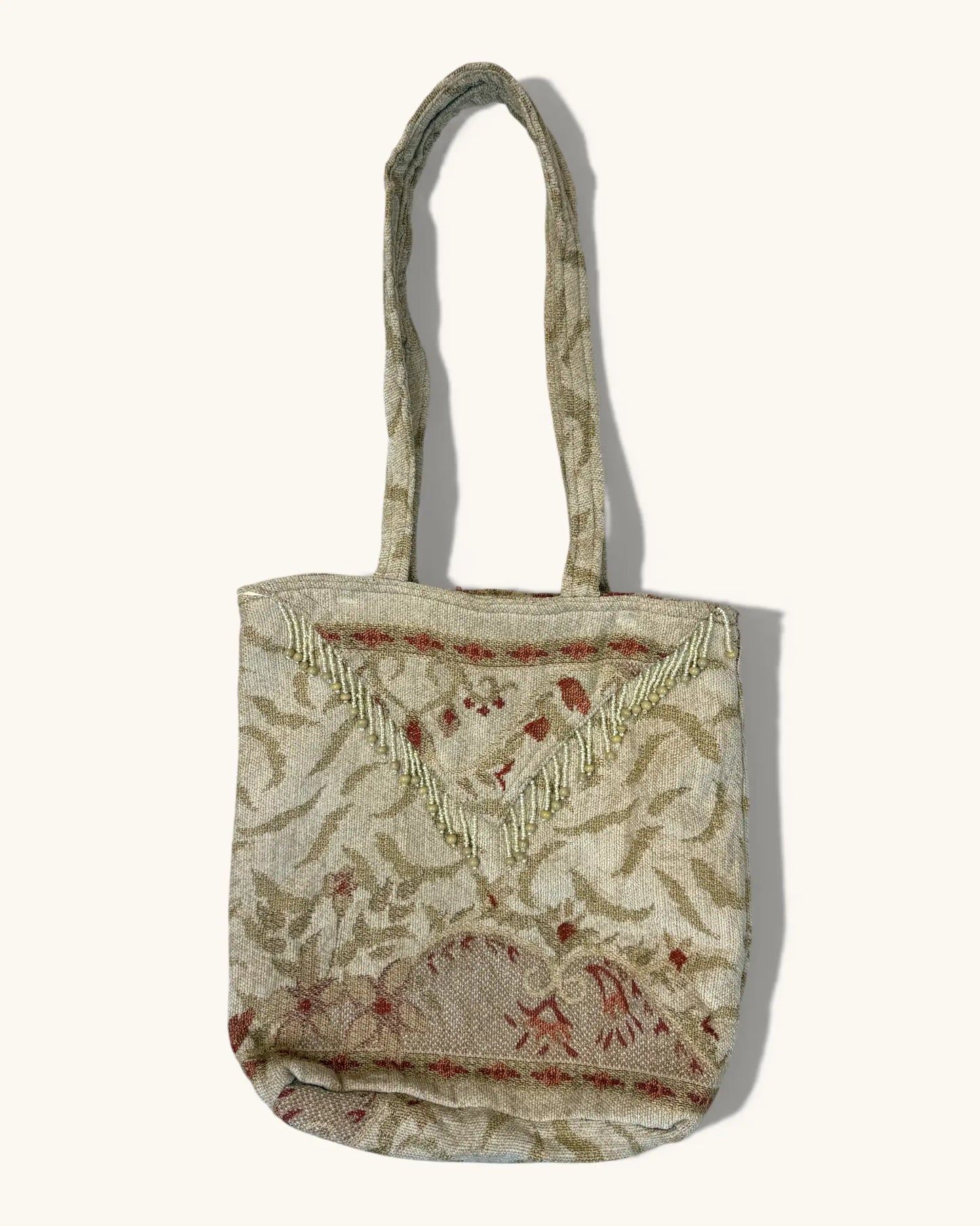 Vintage Beaded Tote Bag