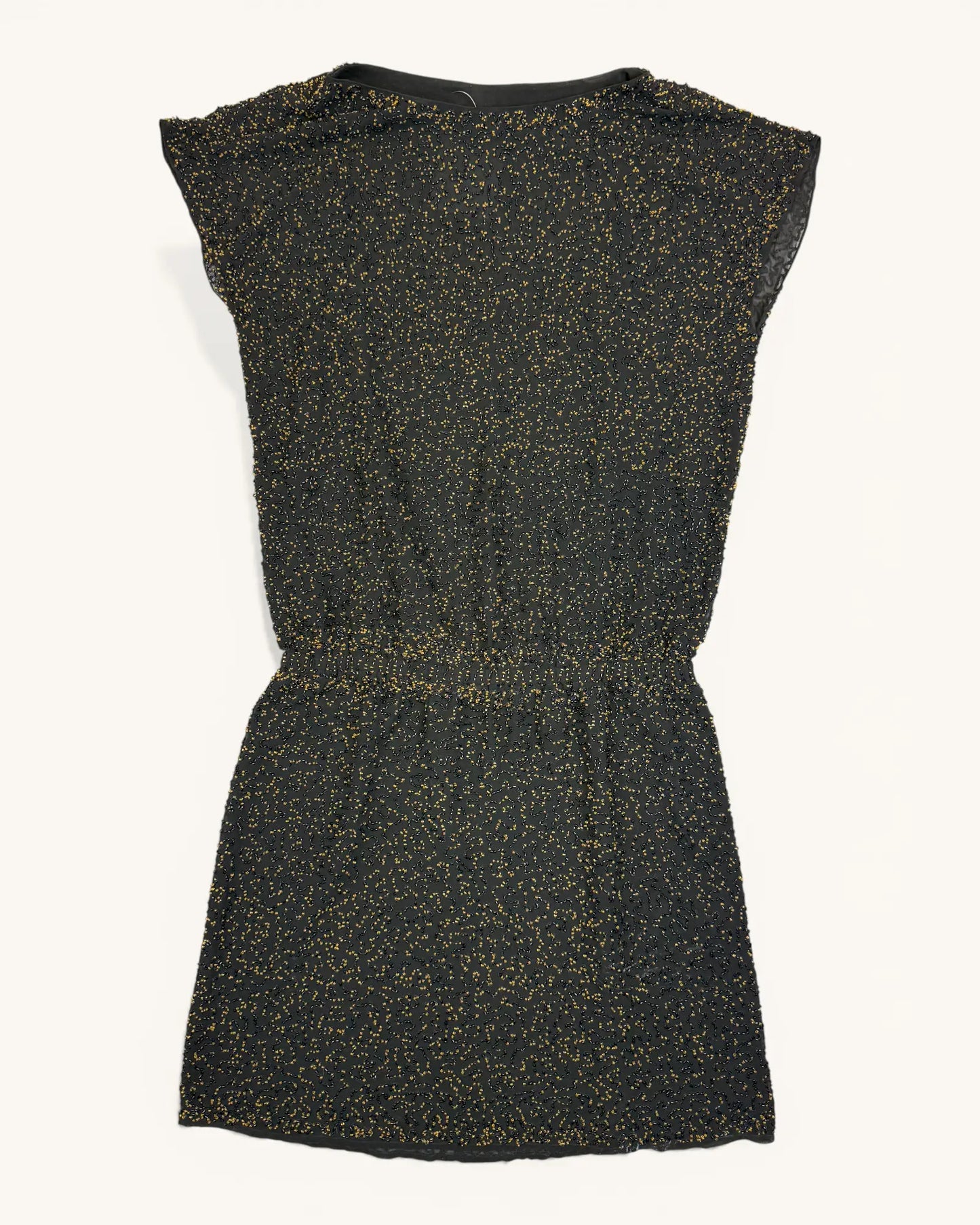 Pre-loved Black Beaded Slouchy Top Mini Dress - Size L