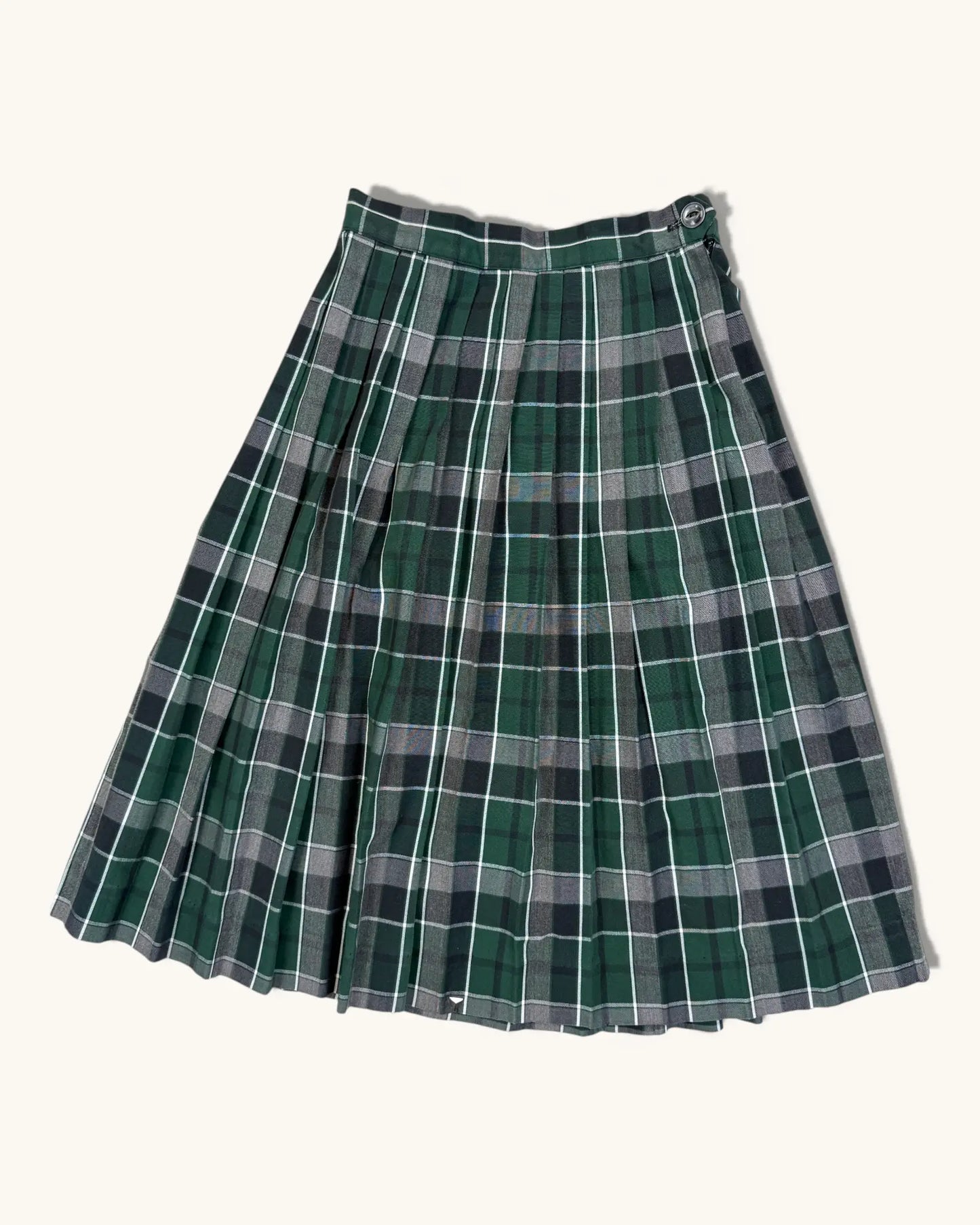 Vintage Green Plaid School Uniform Skirt - Size XS