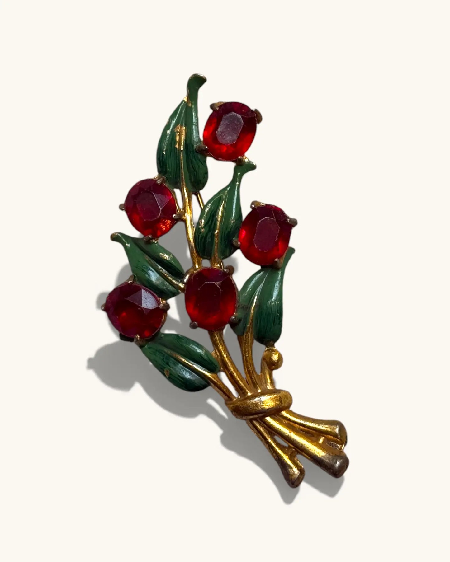 Vintage Red Bouquet Brooch