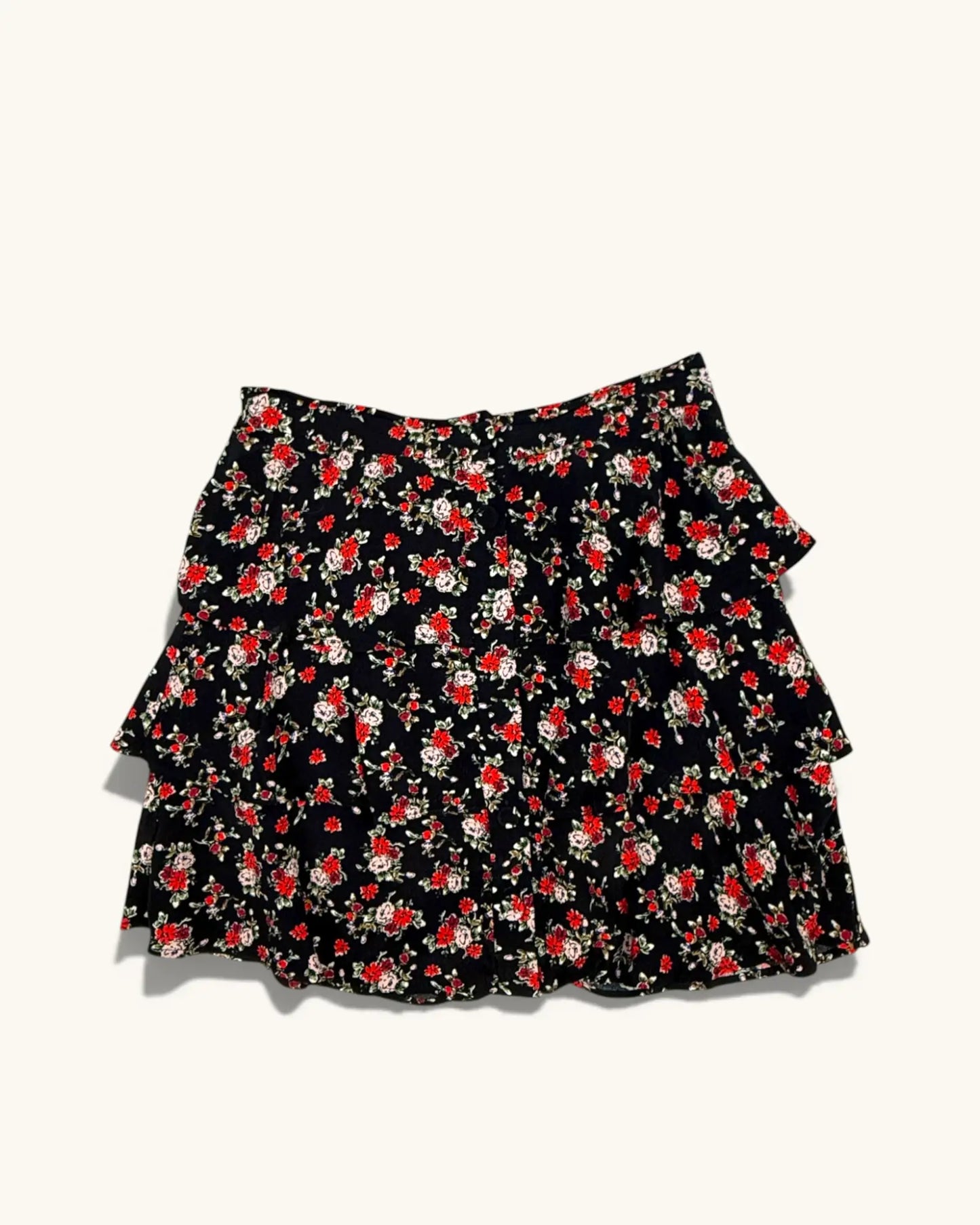 Pre-loved Floral Ruffled Mini Skirt - Size M