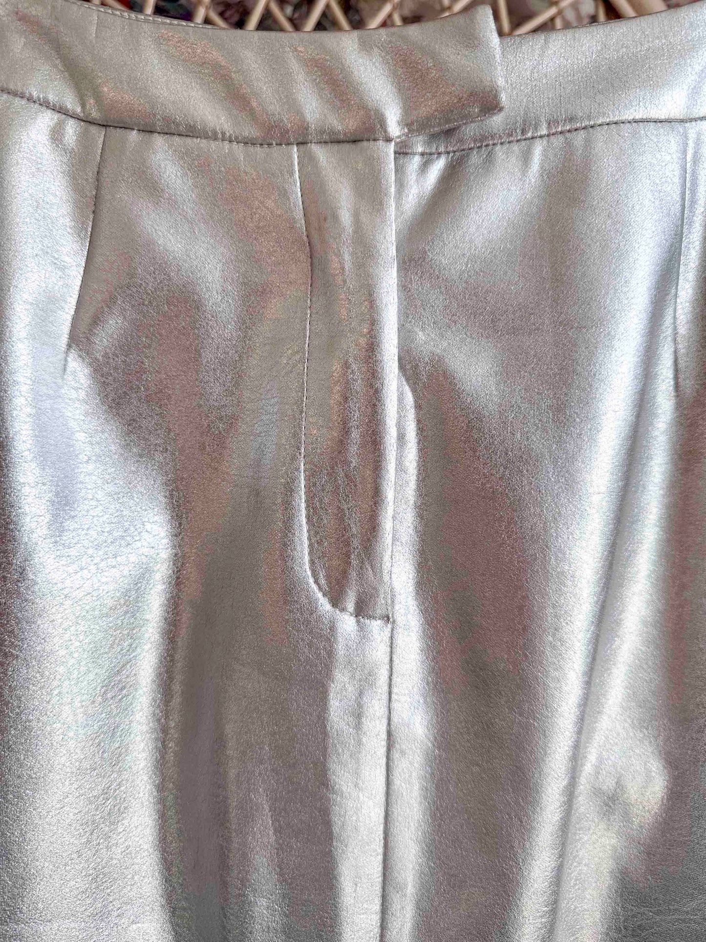 Pre-loved Metallic Silver Midi Skirt- M