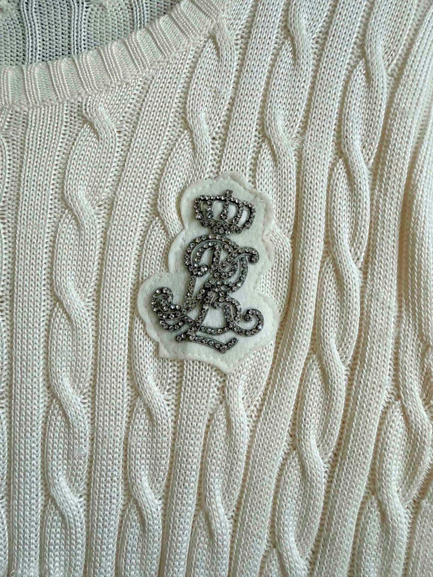Pre-loved Lauren RL Embellished Off White Sweater - L