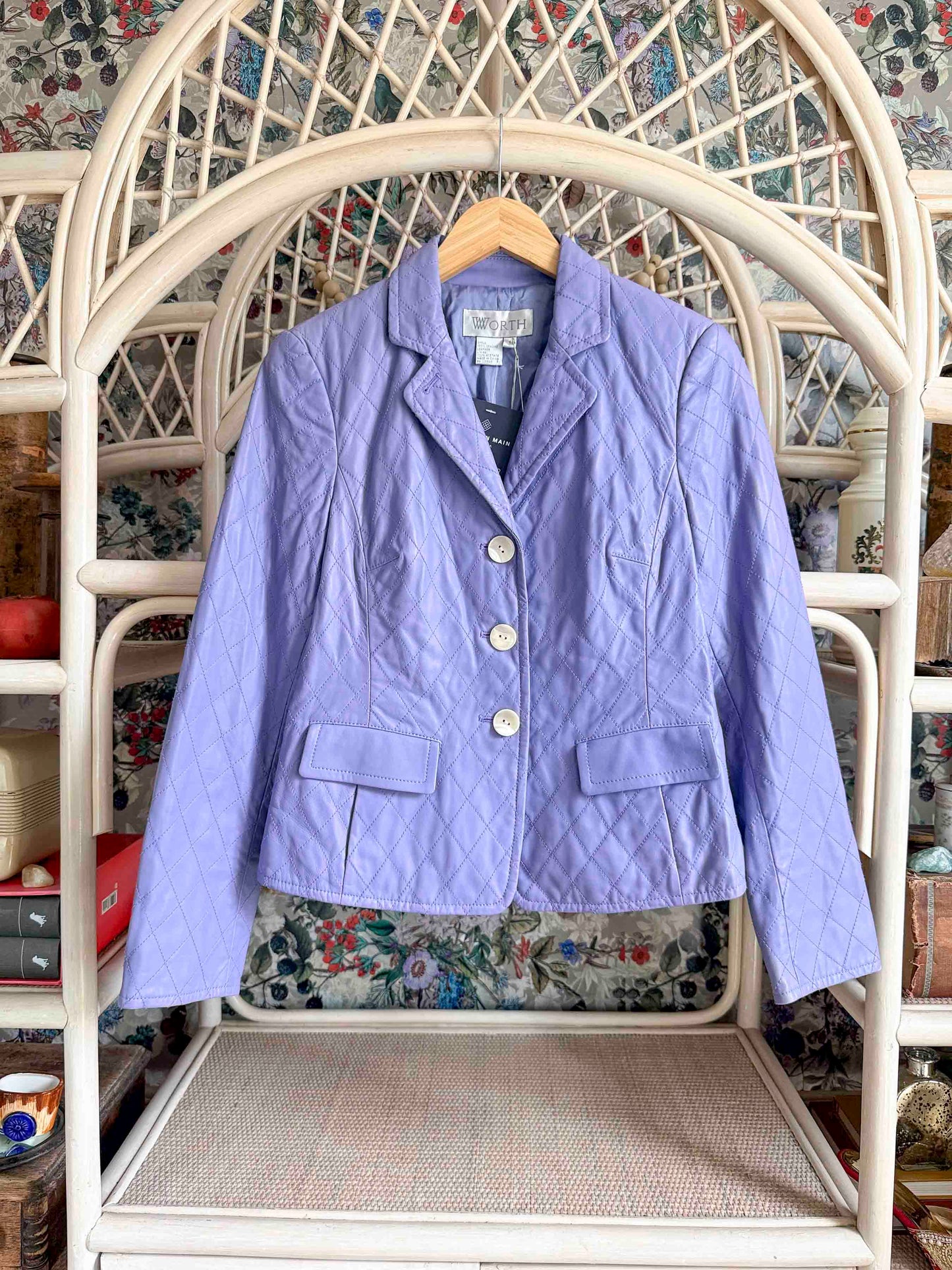 Vintage Leather Lilac Quilted Worth Jacket - Size M