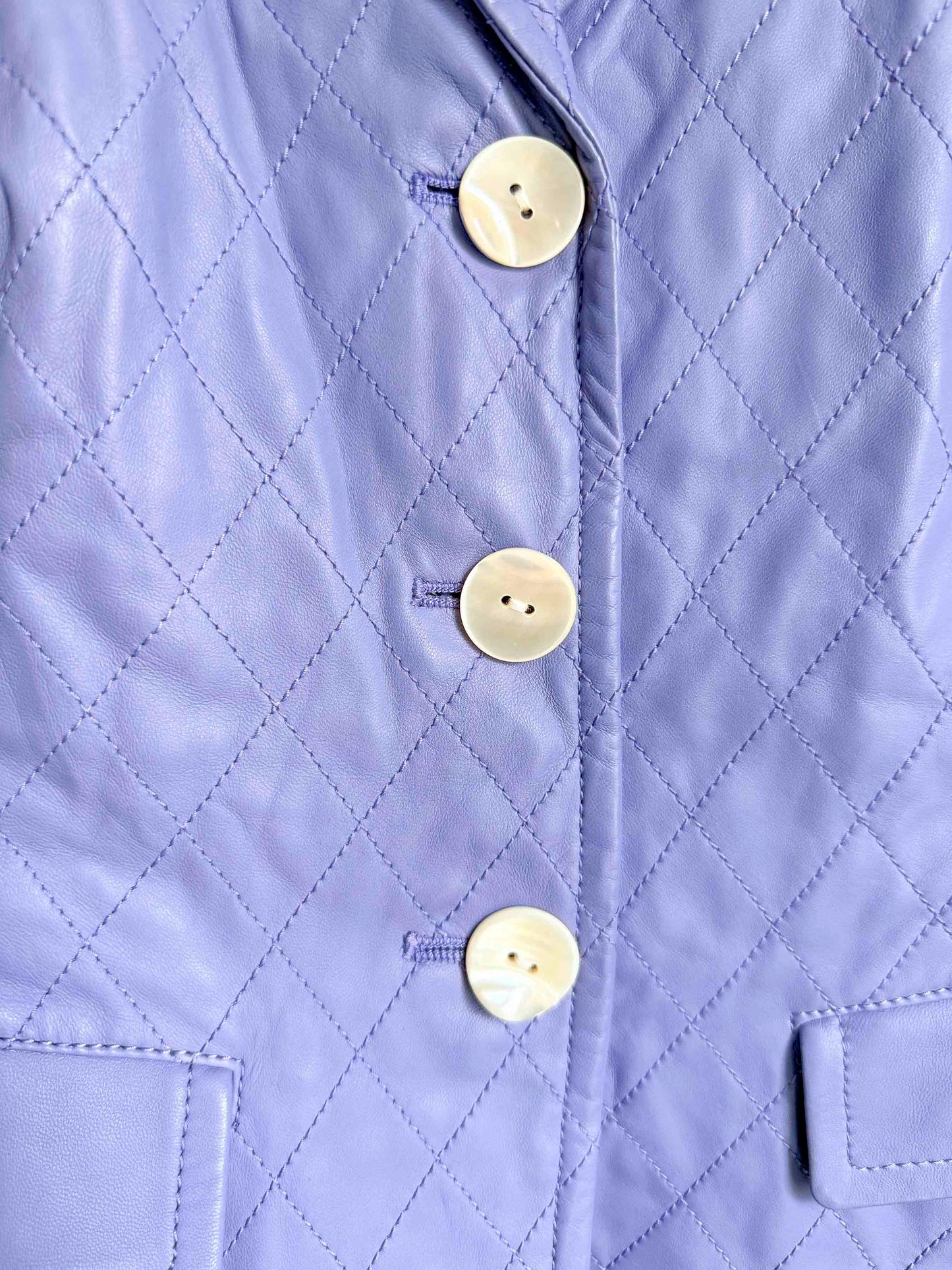 Vintage Leather Lilac Quilted Worth Jacket - Size M