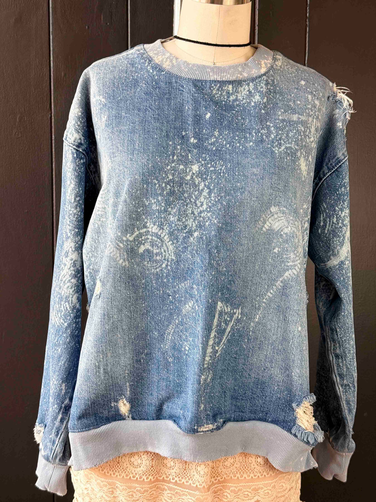 Mode Edit Pre-loved Denim Sweatshirt With Side Zippers - Size S