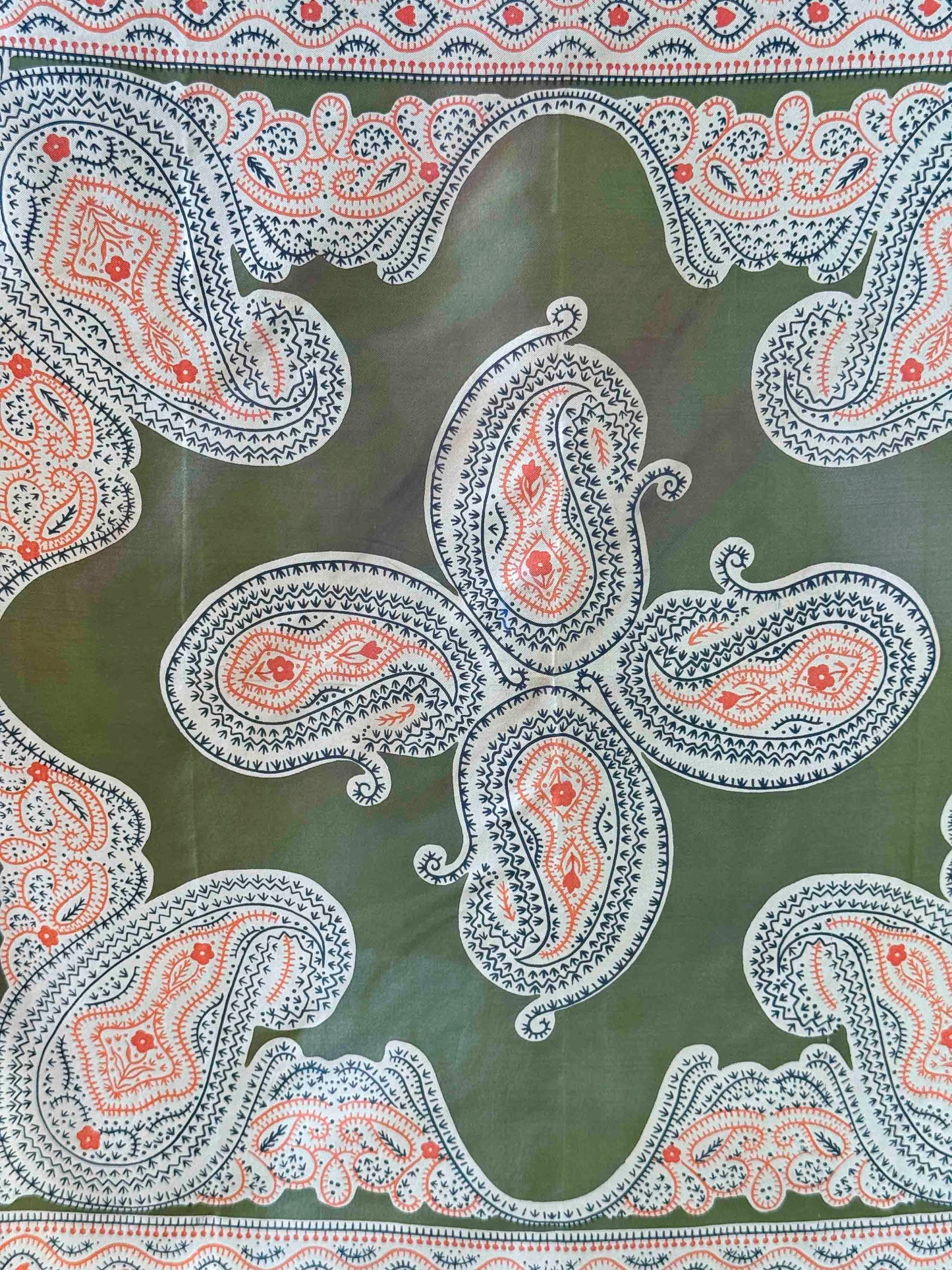 Pre-loved Olive & Orange Paisley Scarves By Vera Scarf