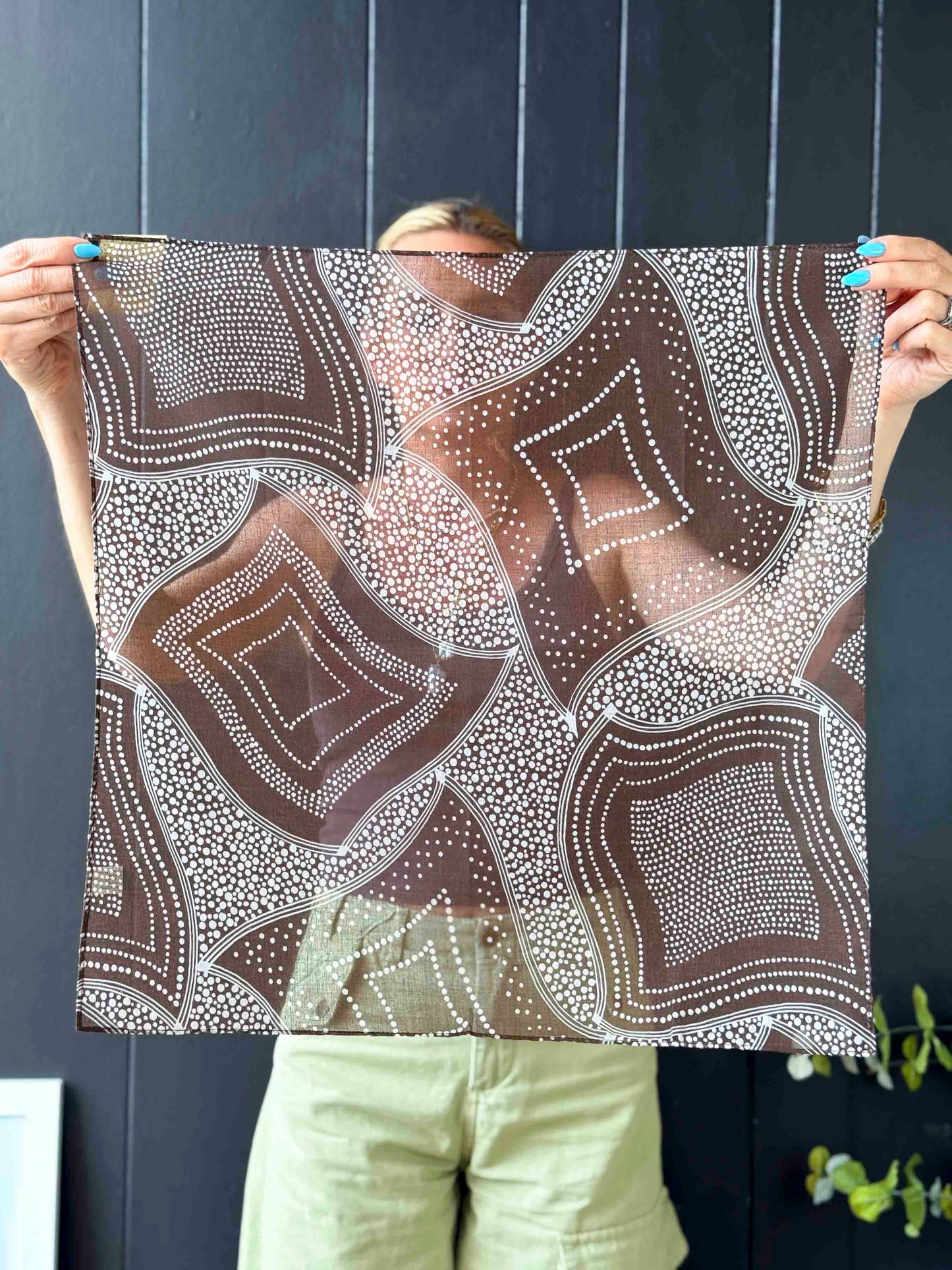 Pre-loved Brown And White Polka Dot Scarf