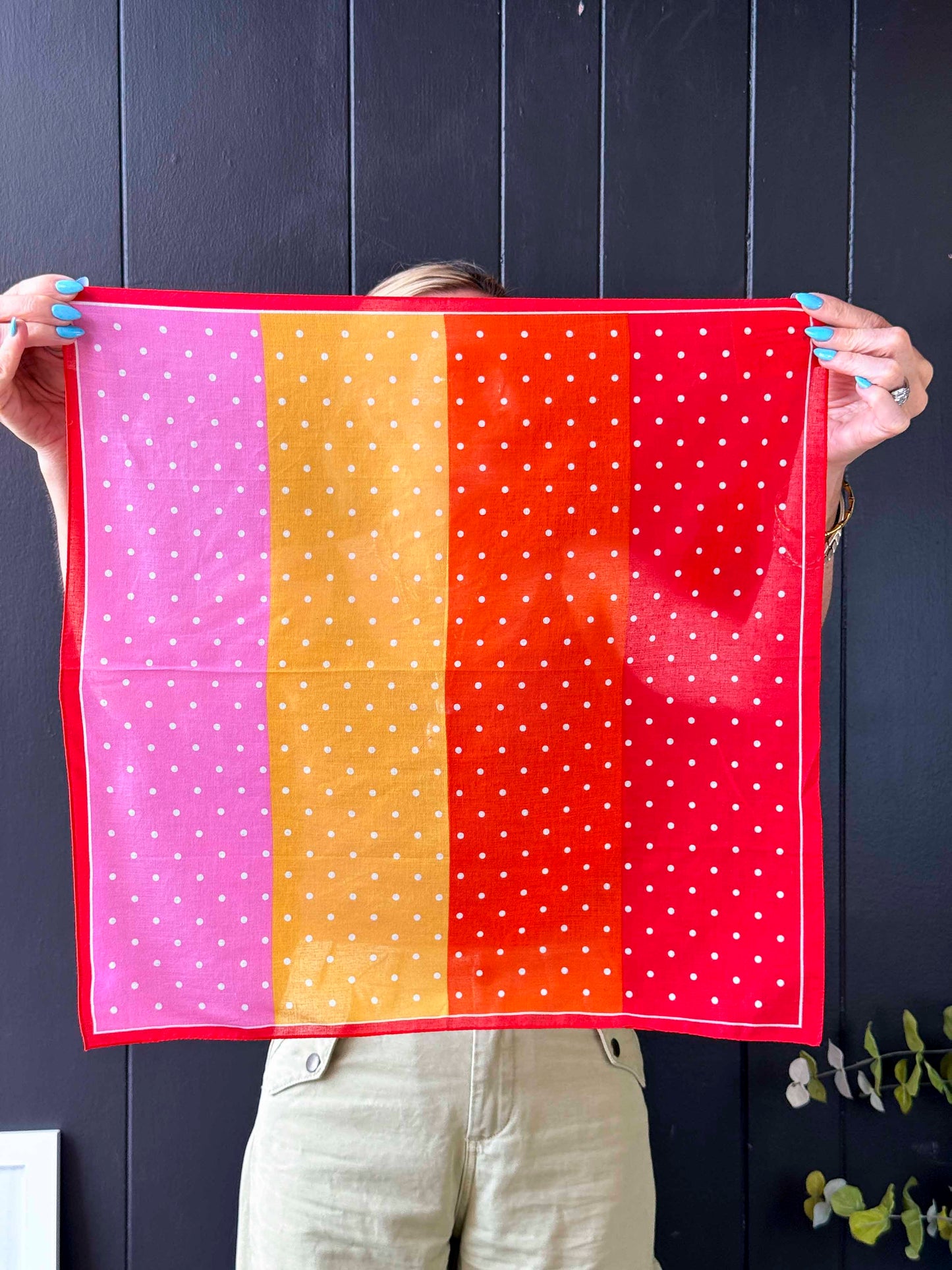 Pre-loved Multicolor & White Polka Dot Ben Goodman 100% Cotton Scarf