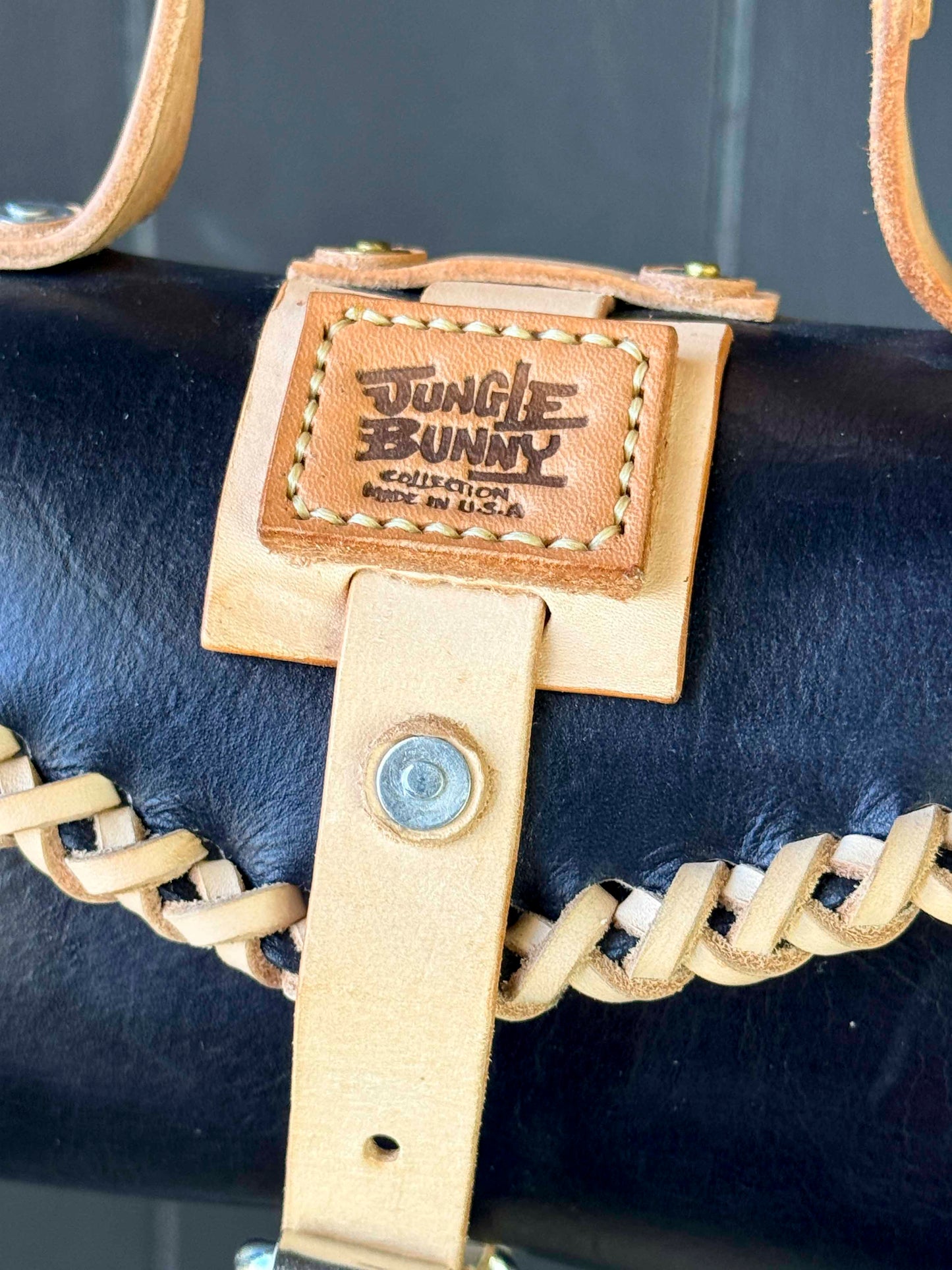 Handmade Jungle Bunny Black Leather Handbag