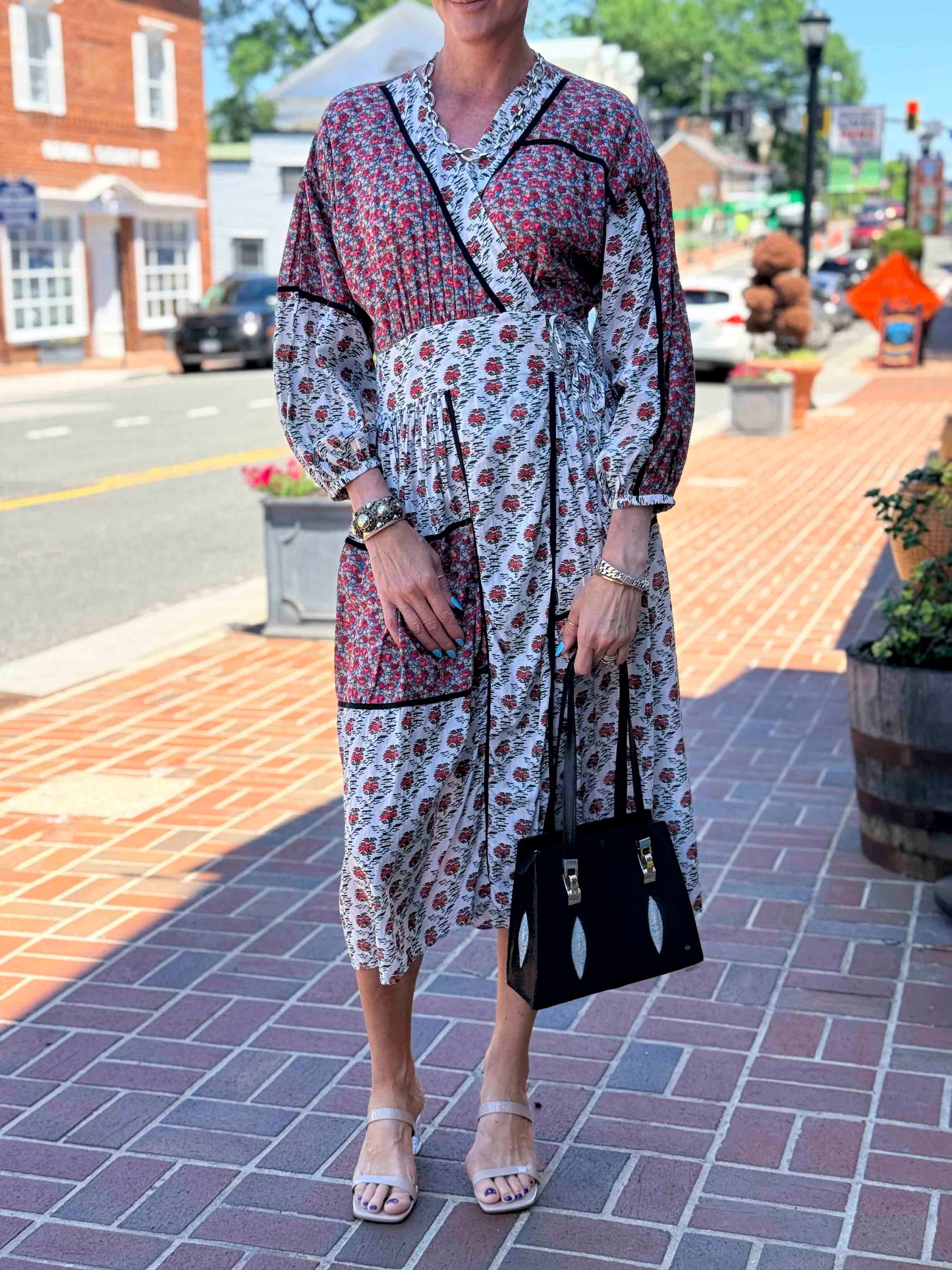 Pre-loved Rhode Floral Wrap Midi Dress - Size S