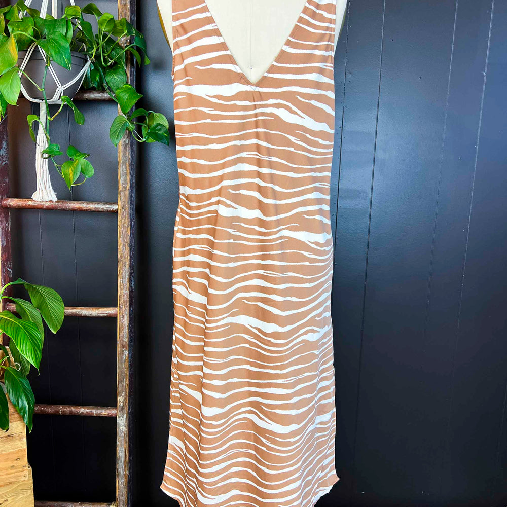 
                      
                        Pre-loved Tan Zebra Print V-neck Slip Dress - Size L
                      
                    